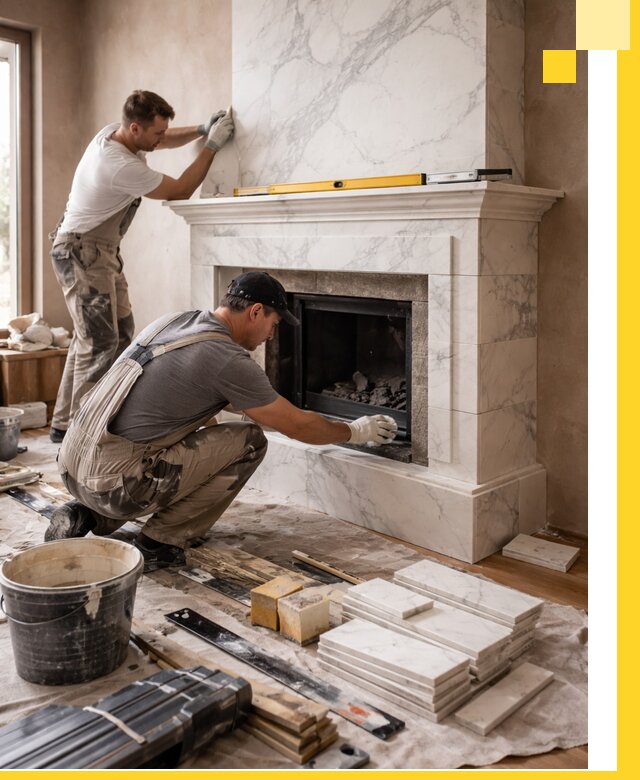 Отделка каминов в Сегеже качественные облицовочные работы