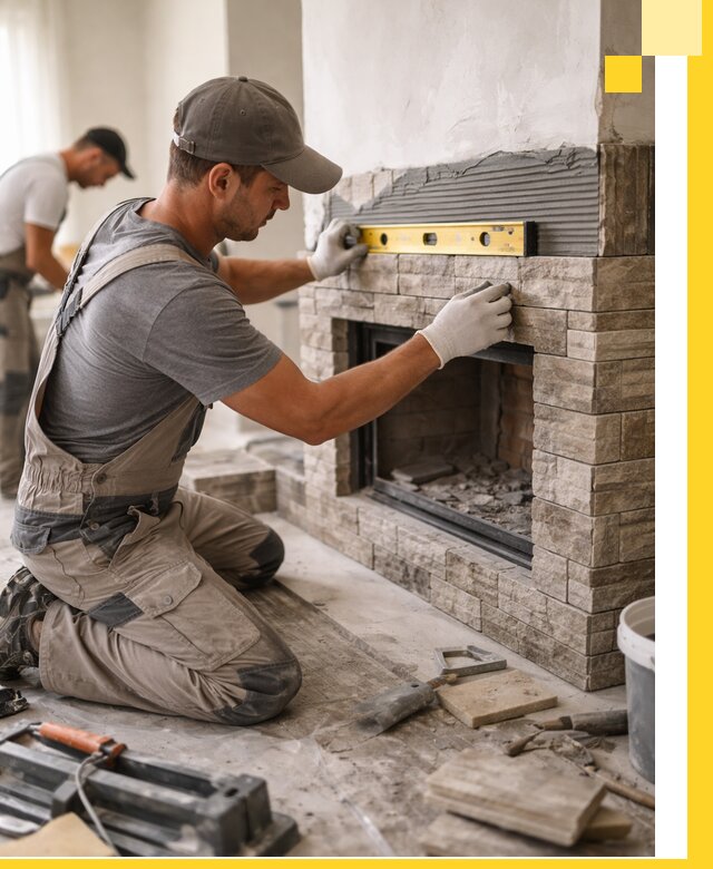 Облицовка каминов в Сегеже, монтаж и отделка натуральным камнем