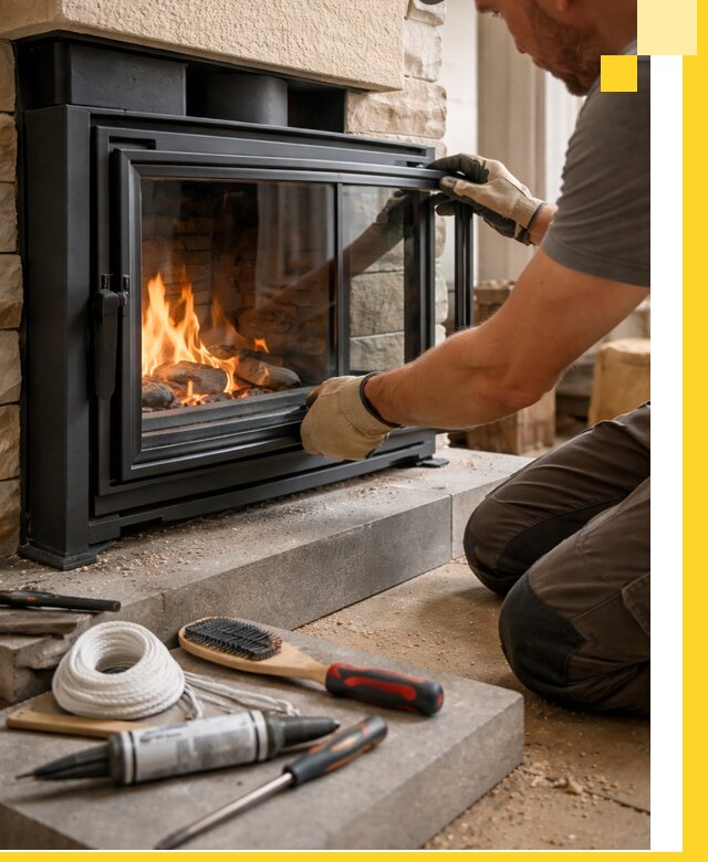 Производство, монтаж и доставка каминов со стеклом в Сегеже