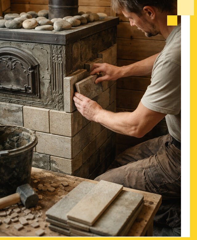 Облицовка банных печей в Сегеже профессиональная отделка