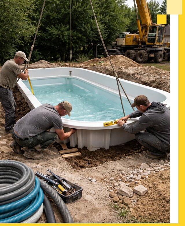 Установка и монтаж композитных бассейнов под ключ в Сегеже