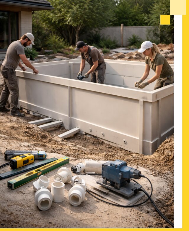 Установка полипропиленовых бассейнов под ключ в Сегеже