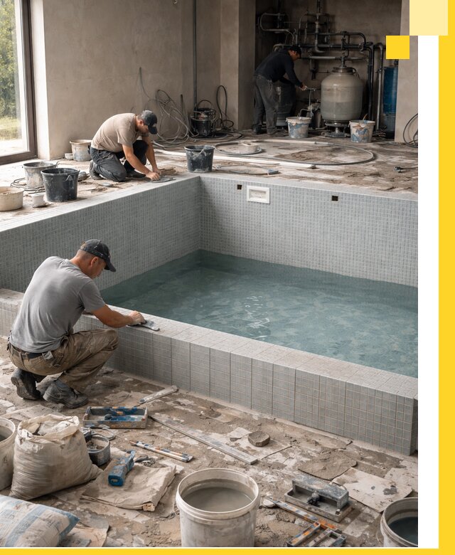 Строительство и монтаж бассейнов в помещении в Сегеже