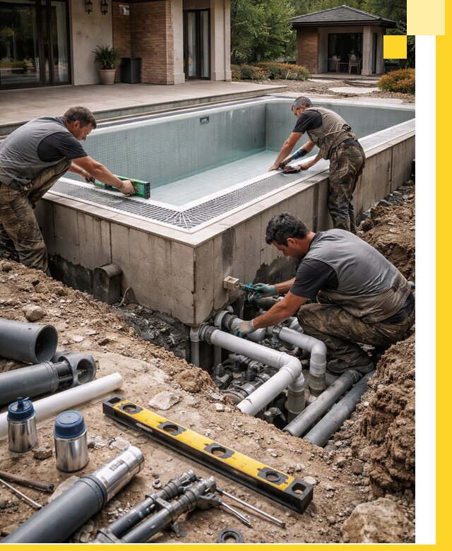 Строительство переливных бассейнов в Сегеже под ключ