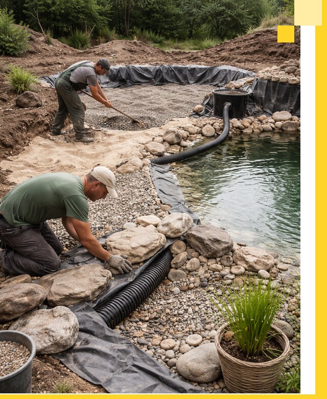 Строительство природных бассейнов и озер в Сегеже под ключ