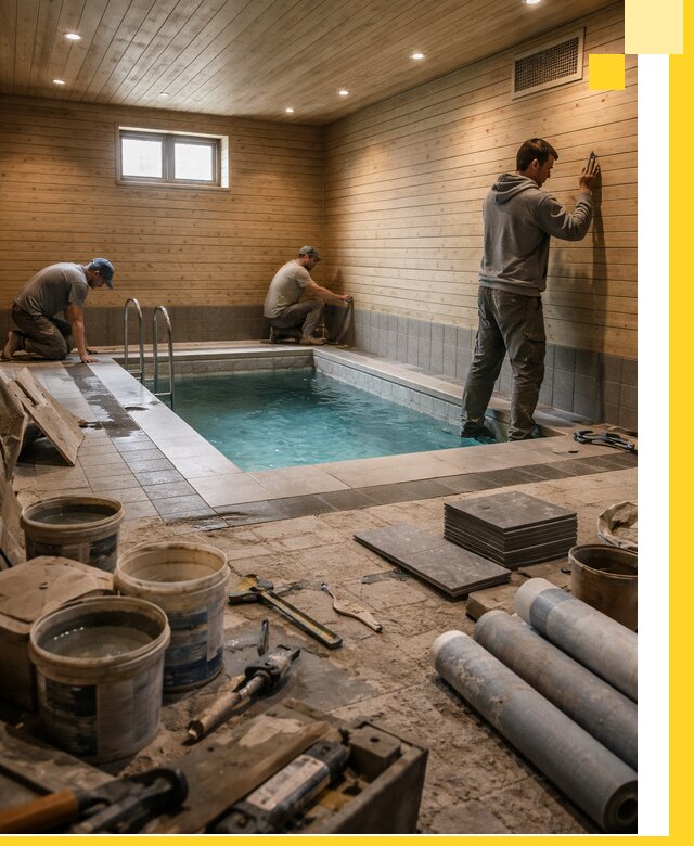 Строительство бани с бассейном и сауной под ключ в Сегеже