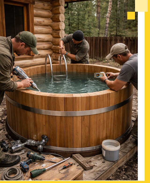 Строительство бань с купелью под ключ и отделкой в Сегеже