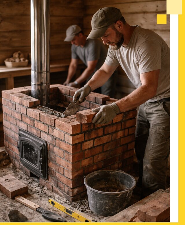 Кирпичные печи для бани под ключ в Сегеже, проект и монтаж