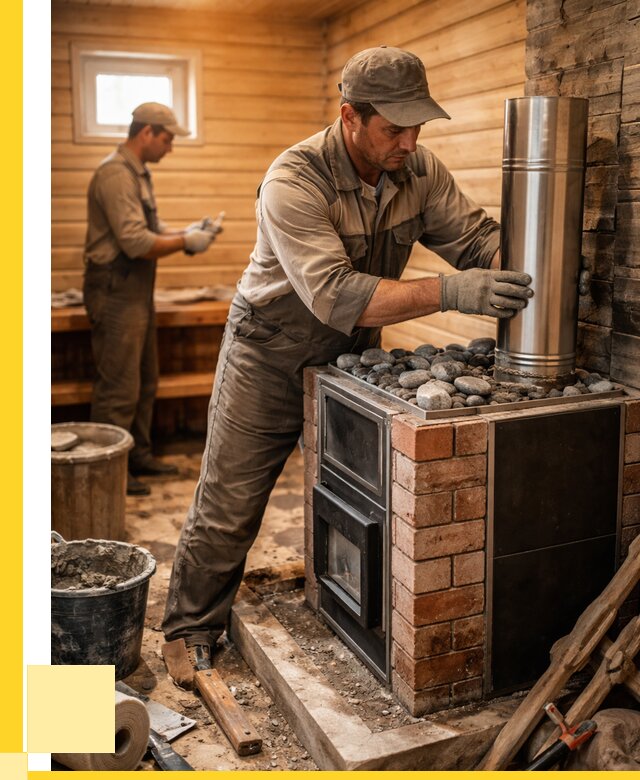 Монтаж печи в бане под ключ в Сегеже от 20810 р. | ЭриданСгж