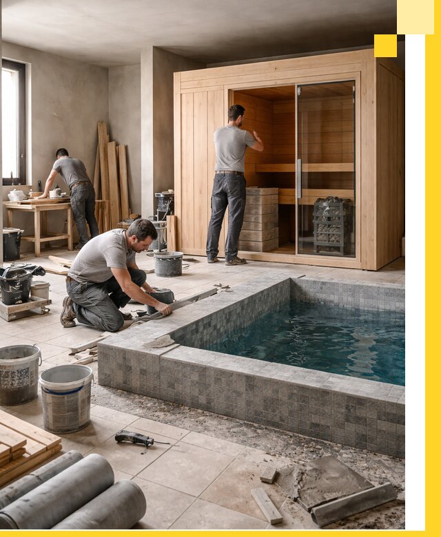 SPA зоны под ключ с бассейном сауной и печью в Сегеже